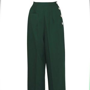 Vivien of Holloway Katharine wide leg trousers bottle green soft